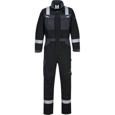 PortWest MODAFLAME WX3 FR503 Nehořlavá reflexní kombinéza Stretch černá