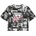 GUESS Къса и широка тениска за момиче с черно-бял десен и лого Guess