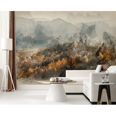 Gario Fototapeta Jesenný les zahalený v hmle - akvarelová abstrakcia Materiál: Vliesová, rozmery 200 x 140 cm