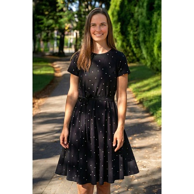 Jsem máma Bavlněné kojicí šaty se skrytými zipy černé s puntíky – Zboží Dáma
