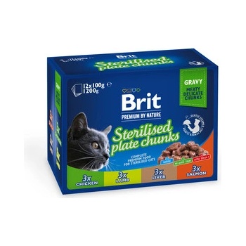 Brit Premium Cat Meat Sterilised mix v omáčke Multi 1200 g 12 x 100 g