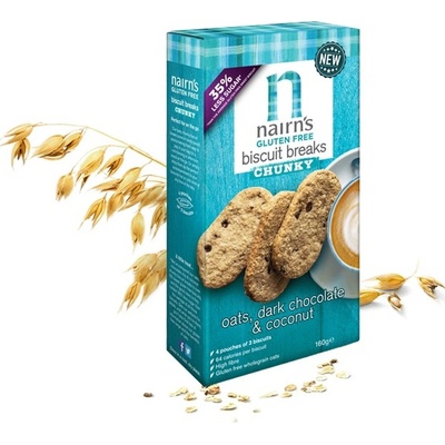 Nairns Ovesné sušenky s hořkou čokoládou a kokosem bez lepku 160 g