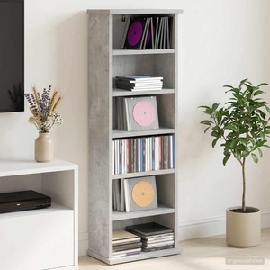 vidaXL Кабинет за CD Бетонно сиво 60 x 17 x 92 см Инженерна дървесина (8012752)
