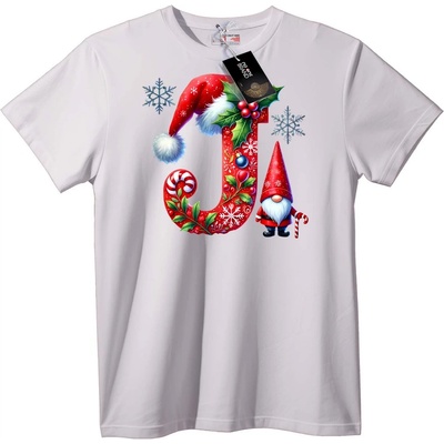 NOONEBRAND Тениска с Коледна буква J - M, White