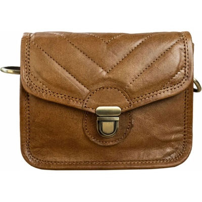 Malá dámská crossbody kabelka z kozí kůže AIDA hnědá s nastavitelným popruhem zapínání na sponu