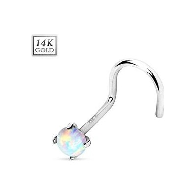 Šperky4U zlatý piercing do nosu Opál ZL01025-WG