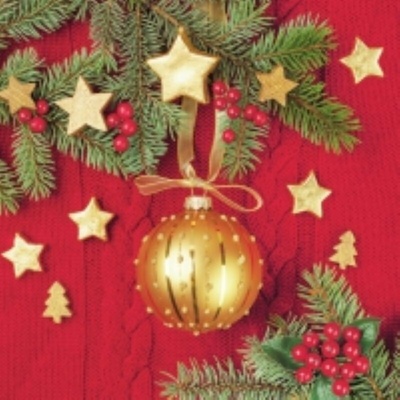 Daisy SDGW 014901 Gold Bauble On Red Wool Background servítky 33x33cm 3V 20ks