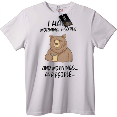 NOONEBRAND Тениска Мразещ Сутрешни Хора Мечка - 2XL, White