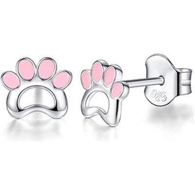 Prosperk stříbrné náušnice růžové tlapky S0584