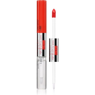 PUPA Made to Last Lip Duo дълготрайно течно червило с блясък цвят 018 - Imperial Red 2x4ml