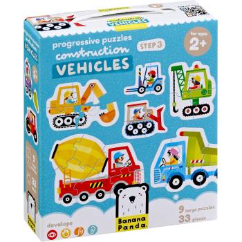 BANANA PANDA Детски пъзел Banana Panda 9 в 1 - Строителни превозни средства (49205)