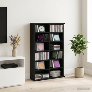 vidaXL Кабинет за CD Черен дъб 60 x 17 x 92 см Инженерна дървесина (8012732)