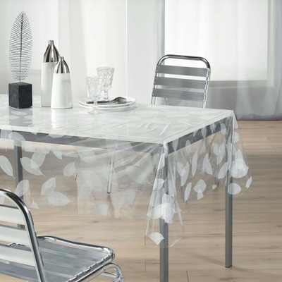 Douceur d`Interieur Transparentní olejové plátno 140x240 cm bílý motiv listů