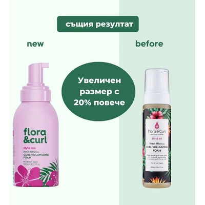 Flora & Curl Пяна за обемни къдрици Flora&Curl Curl Volumizing Foam, 300 мл
