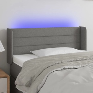 vidaXL LED горна табла за легло, тъмносива, 93x16x78/88 см, плат (3123359)