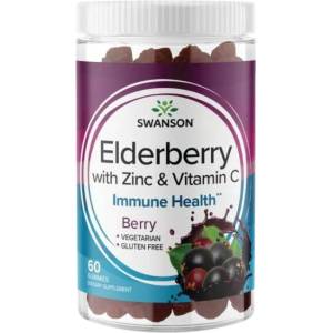 Swanson Elderberry Gummies with Zinc & Vitamin C | Berry [60 Дъвчащи таблетки]