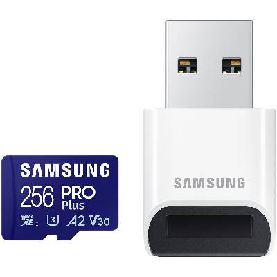 Samsung PRO Plus microSDXC 256GB + USB adaptér Paměťová karta, 256GB, microSDXC, UHS-I U3, V30 + USB adaptér MB-MD256SB/WW