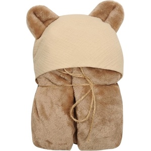 Baby Matex Бебешко одеяло с качулка Baby Matex - Koala Muslin, 95 x 95 cm, кафяво (5902675071017) - baby