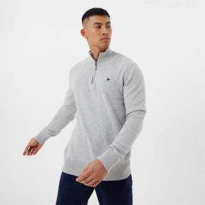 Jack Wills Пуловер Jack Wills Jack Funnel Neck Half Zip Jumper Men - Lt Ash Marl