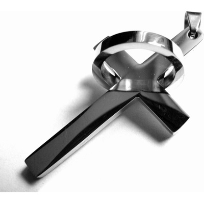 Steel Jewelry Přívěsek kříž s kroužkem z chirurgické oceli PR151014