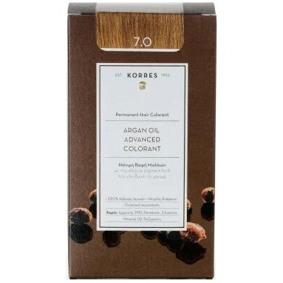 KORRES Боя за коса с технология pigment-lock с Арганово масло Естествено русо , Korres Argan Oil Advanced Colorant 50ml Permanent Hair Colorant 7.0 Natural Blonde