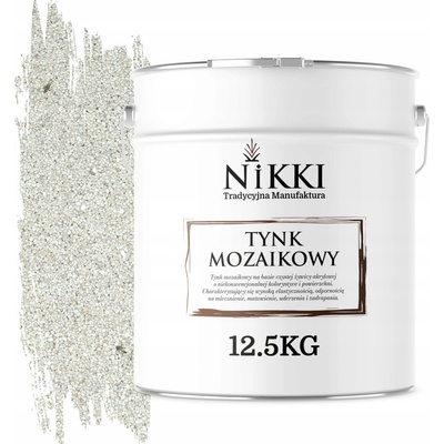 MOZAIKOVÁ OMÍTKA ŽIVIČNÁ 12,5KG VNITŘNÍ VENKOVNÍ BÍLÁ SE STŘÍBRNOU SLÍDOU