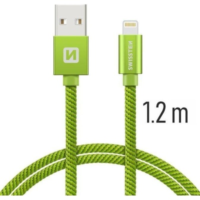 Swissten kabel Textile Lightning 1,2m, zelená