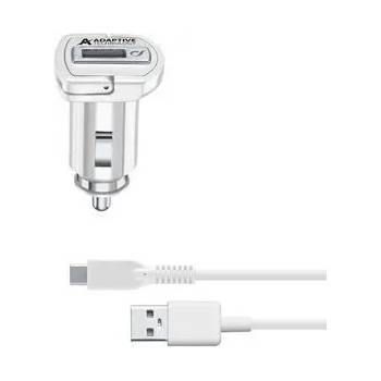 Cellularline Зарядно за кола с адаптивно зареждане 12/24v с usb-c кабел, Бяло