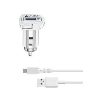 Cellularline Зарядно за кола с адаптивно зареждане 12/24v с usb-c кабел, Бяло