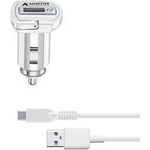 Cellularline Зарядно за кола с адаптивно зареждане 12/24v с usb-c кабел, Бяло