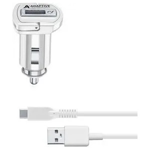 Cellularline Зарядно за кола с адаптивно зареждане 12/24v с usb-c кабел, Бяло
