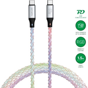 4smarts Здрав кабел с бързо зареждане и подсветка за устройства с USB-C порт - 4smarts RGBCord USB-C to USB-C Cable 60W (бял) (150 см) (541440)