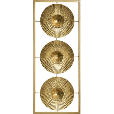 Atmosphera Nástěnná dekorace se slunečním designem v rámu, 25 x 61 cm, zlatá zlatá