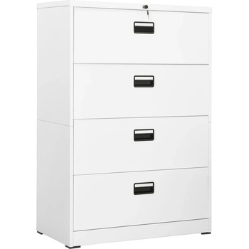 vidaXL Шкаф за папки, бял, 90x46x134 cм, стомана (336294)