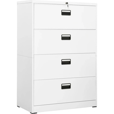 vidaXL Шкаф за папки, бял, 90x46x134 cм, стомана (336294)