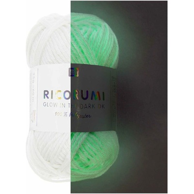 Rico design háčkovacia priadza Ricorumi dk biela svietiaca v tme - 1 ks