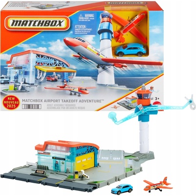 Matchbox Letisko dobrodružstva + 1 autíčko + lietadlo Súprava Hračka 3+ JBW37