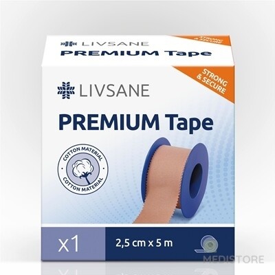 LIVSANE Fixačná páska PREMIUM 2,5 cm x 5m, béžová, cievka 1 ks