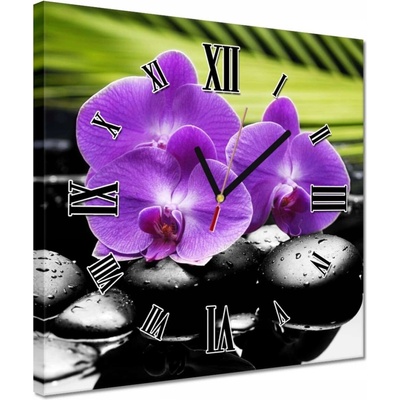 Hodiny 30x30 Fialové orchidey