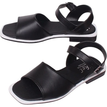 Дамски кожени сандали в черен цвят