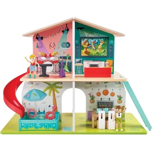 Hape Музикална дървена къща с обзавеждане Hape Advenutre Kids, със звуци (H3411)