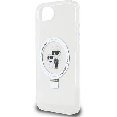CG Mobile iPhone 16e KARL LAGERFELD RINGSTAND KARL AND CHOUPETTE MAGSAFE силиконов протектор за телефон, удароустойчив, абсорбиращ, поддържащ, БЯЛ KLHMPSE4HMRRSKCH (KLHMPSE4HMRSKCH)