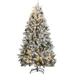 vidaXL Изкуствена коледна елха с шарнири, 300 LED и топки, 210 см (3210139)