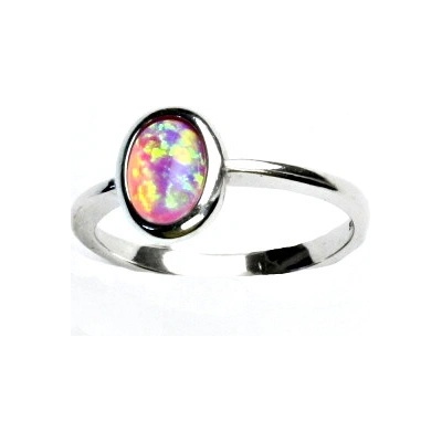 Čištín Stříbrný prsten syntetický růžový opál T 1354