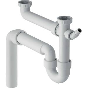 Geberit - Запушалка срещу миризми за двойна мивка, с ъглова муфа за маркуч, вертикален изход, диаметър 50 мм 152.553. 11.1 (152.553.11.1)