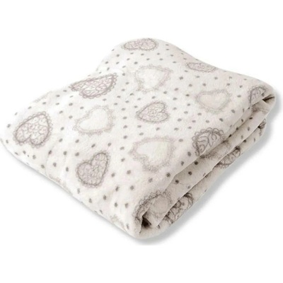 TEXFACE Deka mikrofleece srdce bílá 150x200