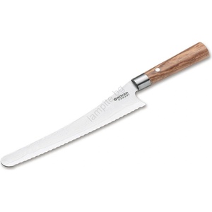 Böker - Дамасков кухненски нож за хляб DAMAST OLIVE 23, 5 см, дръжка от маслинова дървесина (GG823)