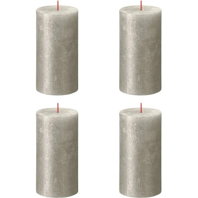Bolsius Рустик колонни свещи Shimmer, 4 бр, 130x68 мм, шампанско (440886)