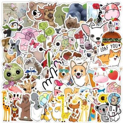 PLUSHCEWT Sada 100 samolepek se zvířaty, voděodolná samolepicí vinylová fólie