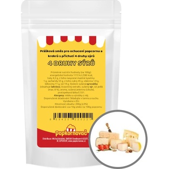 Popkornovač.cz Příchuť na popcorn 4 druhy sýrů 200 g